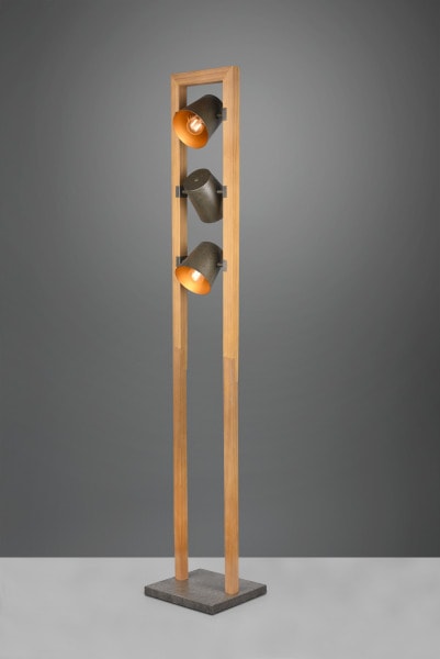 TRIO LEUCHTEN - D.10,5xB25xH.150cm, Holz Deko, Metall Nickel antik Gold