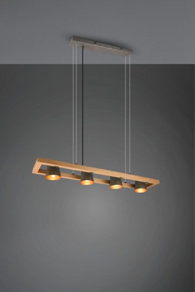 TRIO LEUCHTEN - D.10,5xL.100xB21xH.150cm, Holz Deko,Metall Nickel antik Gold