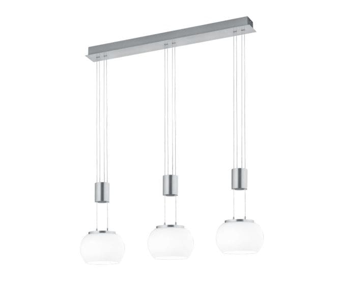 TRIO LEUCHTEN - 3000K,D.18xL.82xH.150cm,Jojo,SwDim, Alu Nickel m,Glas Weiß