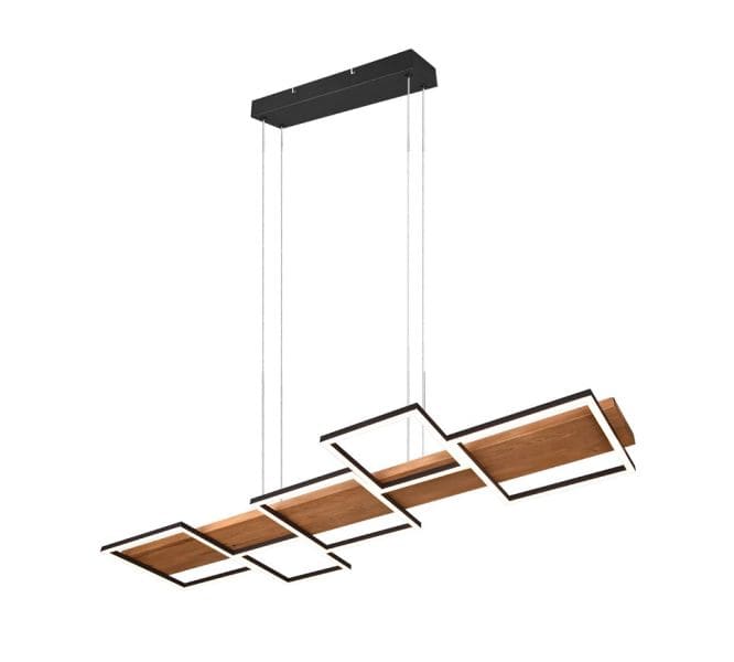 TRIO LEUCHTEN - 5700lm, B.115xH.max.150xL.45cm,Sw.-Dimmer, Holz,Schwarz matt