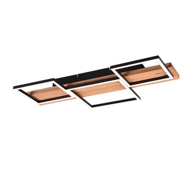 TRIO LEUCHTEN - 4000lm, B.65xH.7,5xL.34,5cm,Sw.-Dimmer, Holz,Schwarz matt