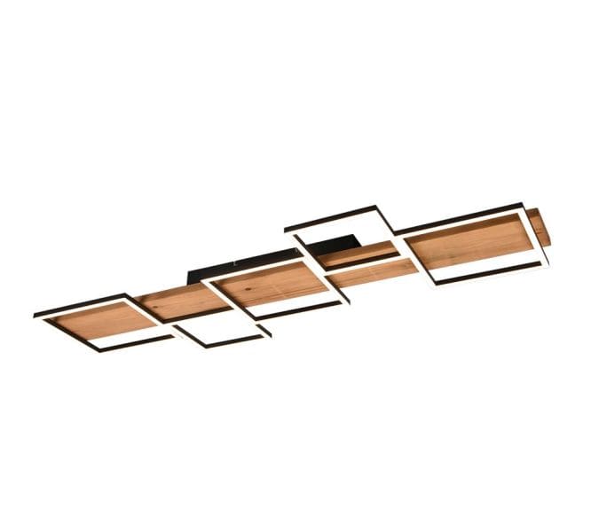 TRIO LEUCHTEN - 5700lm, B.115xH.7,5xL.45cm,Sw.-Dimmer, Holz, Schwarz matt