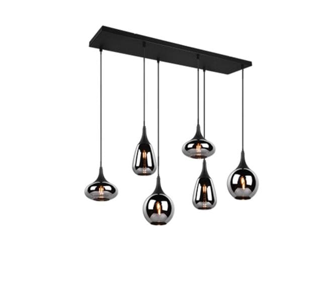 TRIO LEUCHTEN - D14/18/19,5xL.93,8H.150cm,Met.Schw.matt, Glas chrom bedampft