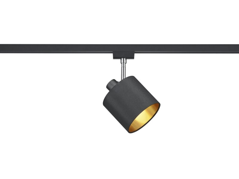 TRIO LEUCHTEN - 1xE14 o.LM, D.12xH.22cm, Metall Schwarz matt, Stoffschirm schwarz/gold