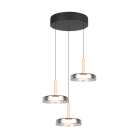 TRIO LEUCHTEN - 3x7,5W,3x750lm, 3000K,D.35xH.200cm,Metall Schw m.Glas rauchfarb,SwD,Lift-me