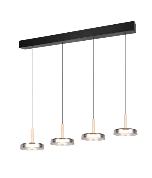 TRIO LEUCHTEN - 4x7,5W,4x750lm, 3000K,L115xB22xH200cm,Met Schw m.Glas rauchfarb,SwD,Lift-me