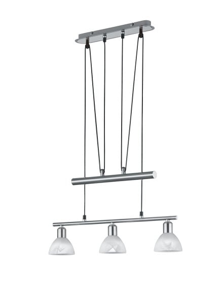 TRIO LEUCHTEN - 3xE14/5W,3000K/3x470Lm,Br.60cm,Nickel m Gl.alabasterf.weiß,D.11cm