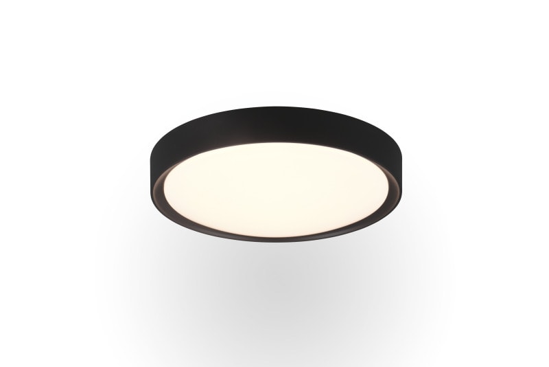 TRIO LEUCHTEN - 18W LED/3000K/1850Lm,D.33cm,IP44, Schwarz matt, Acryl weiß