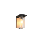TRIO LEUCHTEN - 1xE27,oLM,IP44,B.11,5xH.19xL.15cm, Dämm.-sens Met, holzf., Schw. matt, Glas