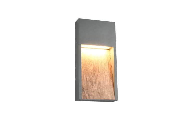 TRIO LEUCHTEN - 11W, 3000K IP44, 1200lm,B.16,5xH.33xA.4,5cm Met., anthrazit, holzfarbig