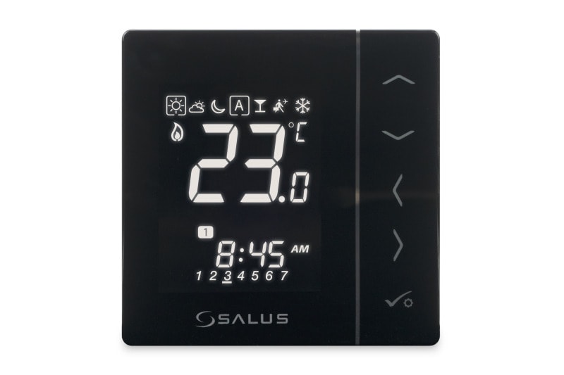 SALUS CONTROLS - Digitaler, programmierbararer Raumthermostat, 230V, UP, Schwarz, großes Display
