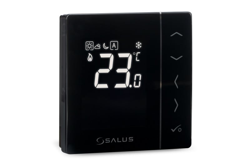 SALUS CONTROLS - Digitaler Raumthermostat, 230V, UP, Schwarz, großes Display, Schaltstrom 3A