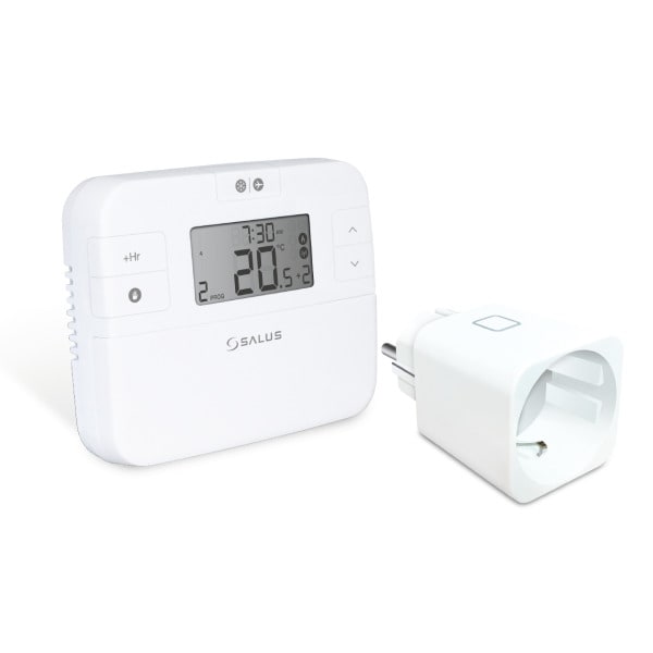 SALUS CONTROLS - Dig. Raumthermostat, programmierbar, batteriebetrieben mit Funkstecker (Schuko)
