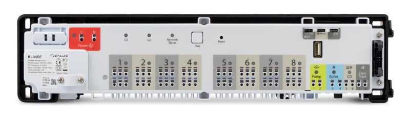 SALUS CONTROLS - 8-Zonen Regelklemmleiste, 230V, Zigbee 2.4 GHz Funk, div. weitere Anschlüsse
