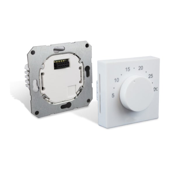 SALUS CONTROLS - elektr. Raumthermostat m. Drehregler für das Schalterprogramm (55x55 mm) ähnlich RAL9016