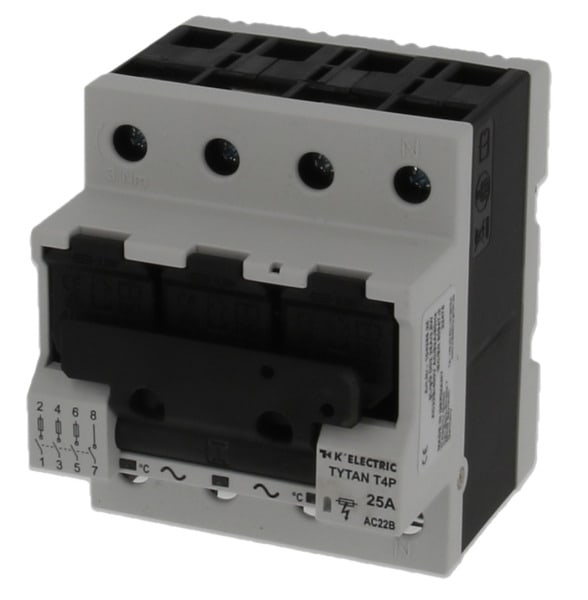 K'ELECTRIC - D0 Lasttrennschalter RE TYTAN T4P 3p+N 25A bestückt, 4 TE