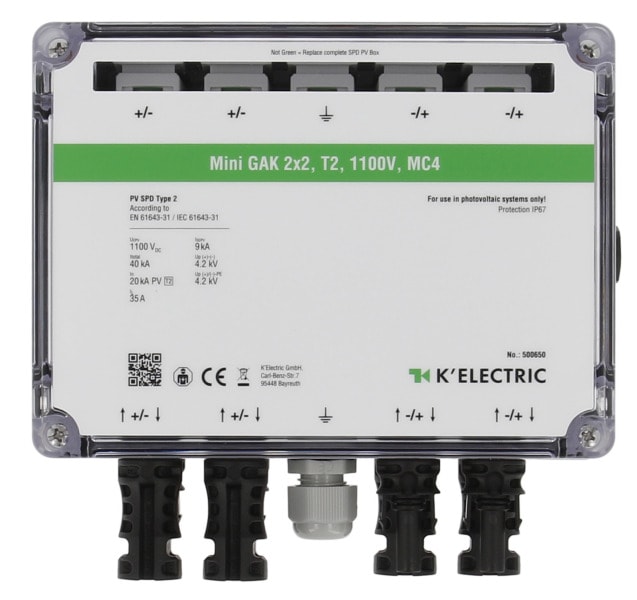 K'ELECTRIC - Mini GAK 2x2, T2, 1100V, MC4 Generatoranschlußkasten