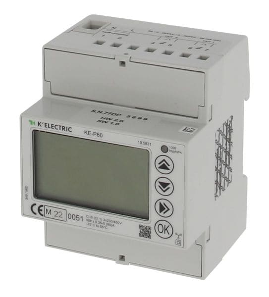 K'ELECTRIC - Drehstromzähler KE-P80, MID, Direktmessung bis 80A, Infrarotschnittstelle