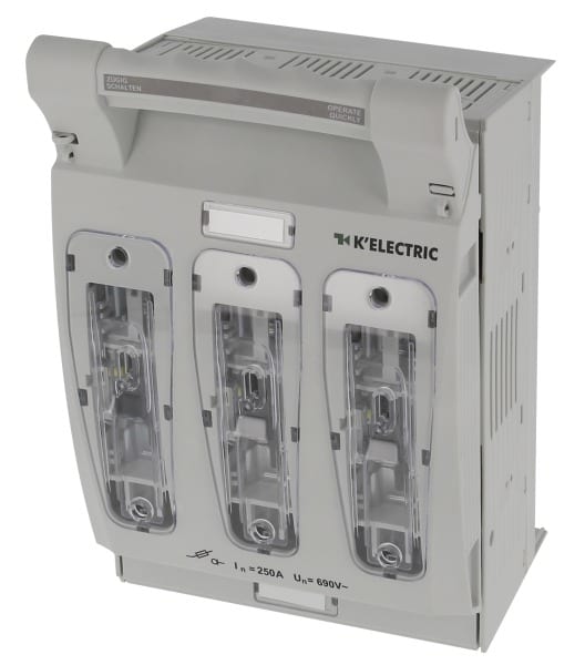 K'ELECTRIC - NH 1 Reiter-Lasttrennschalter 250A, 3pol., KE Abgang unten, Anschlussschraube M10