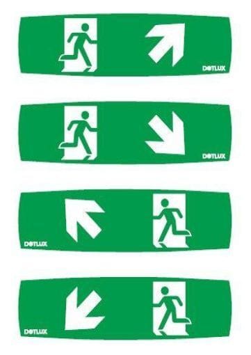 DOTLUX - Erweitertes Piktogrammset für LED-Notleuchte EXIT (Artikel 5389) Set 4 Stück