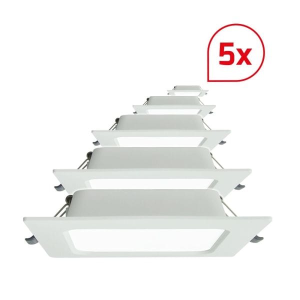 DOTLUX - LED-Einbaupanel SQUAREeco IP20 16W 3000K 175x175mm Set 5 Stück