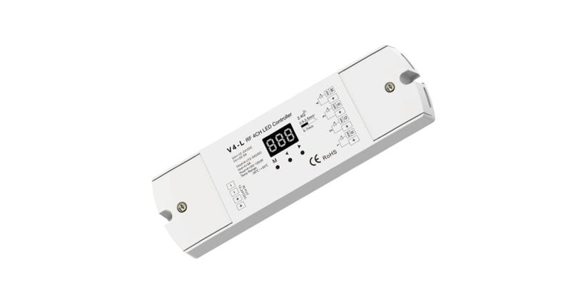 DOTLUX - Funk-LED Empfänger/Dimmer Fusion Technologie mit integrierter Stand Alone Funktion 4x5A 12-24V DC für mehrfarbige LED-Streifen