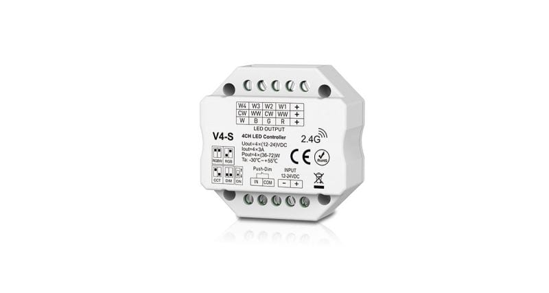 DOTLUX - 4 in1 LED Funk-Empfänger/Dimmer für mehrfarbige LED-Streifen Fusion Technologie 4x 3A 12-24V