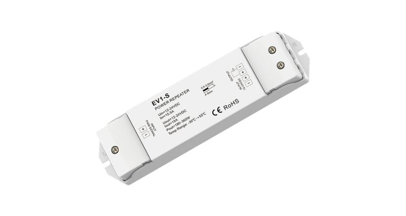 DOTLUX - LED-Verstärker max. 360W für einfarbige LED-Streifen 1 Kanal 1x15 A (12-24V)