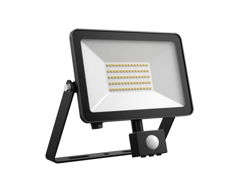 DOTLUX - LED-Strahler FLOORslim-sensor 50W 3000K schwarz mit Bewegungsmelder PIR