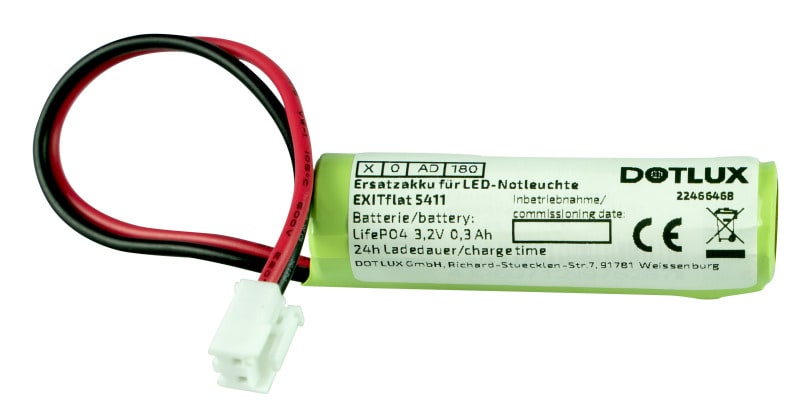 DOTLUX - Ersatzakku für LED-Notleuchte EXITflat (Art.Nr. 5406) Li-FePO4 18650 3.2V 1500mAh