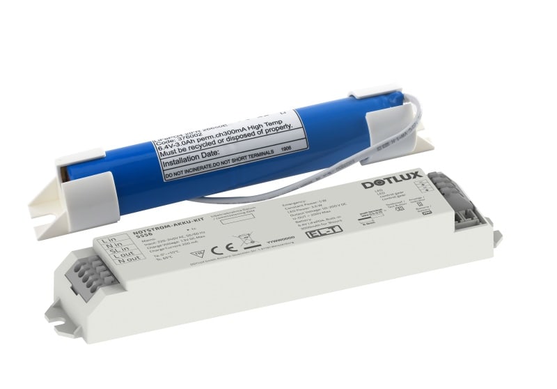 DOTLUX - NOTSTROM-AKKU-KIT NOTLICHTBAUSTEIN 3,6W 50-200V Selbsttest Konstantleistung (3h) für konstantstrombetriebene LED-Leuchten LiFePO4 6,4V