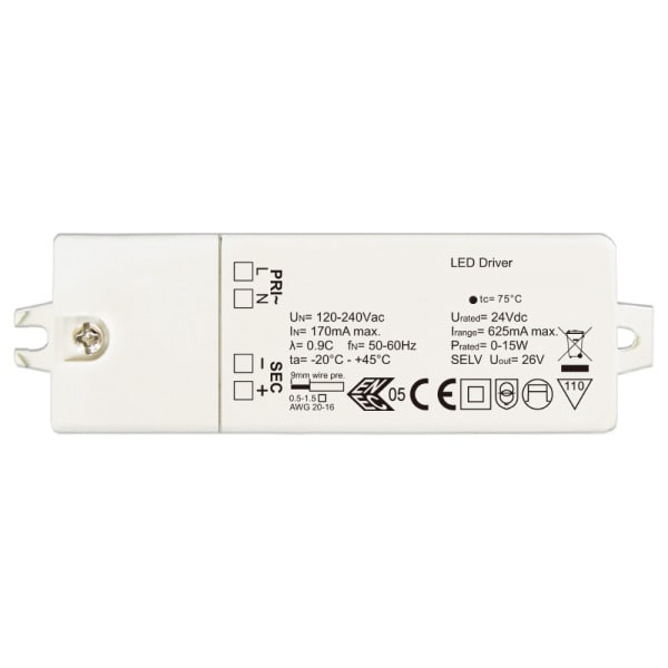 DOTLUX - LED-Netzteil CV 24V DC 0-15W 0-0,62A nicht dimmbar IP20