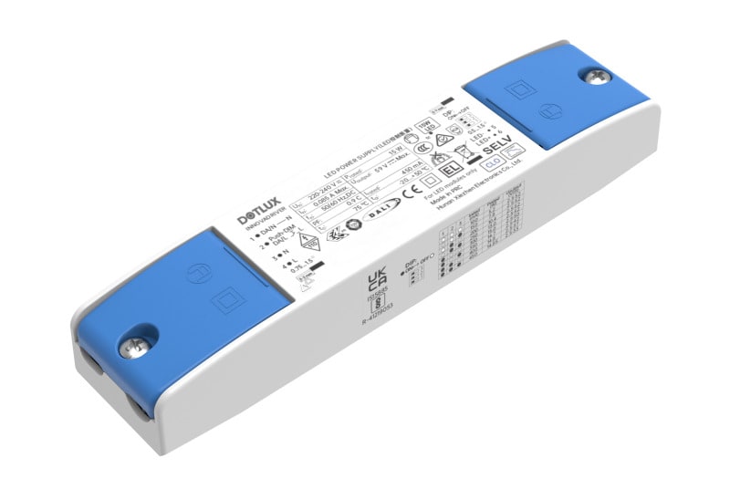 DOTLUX - LED-Netzteil CC max. 15W 100-450mA 2,5-52V PUSH dimmbar DALI-2 geeignet für Zentralbatterie durchverdrahtbar