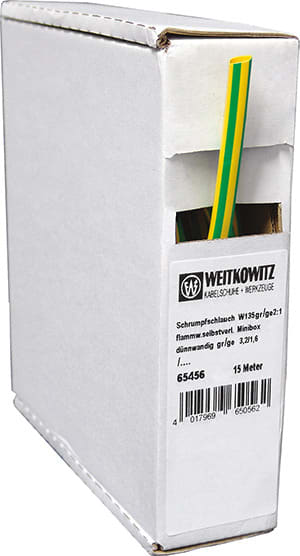 INTERCABLE - Minibox Schrumpfschlauch Typ W 135B, 2:1 grün/gelb, 2,4/1,2 mm