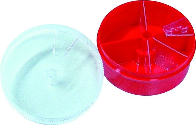 INTERCABLE - Streudose leer, 4 Fächer, rote Dose, Deckel ohne Aufdruck