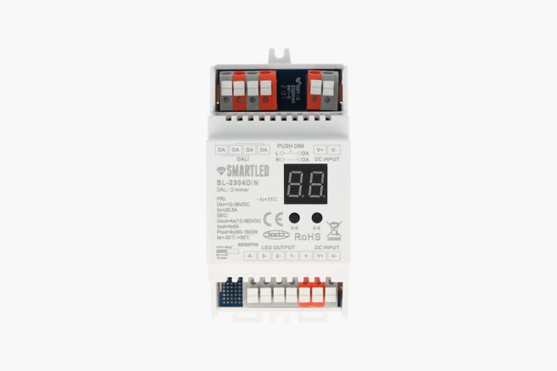 SMARTLED - DIN-Rail, Push Dim 230VAC, 1-4 Adressen, DALI DT-6