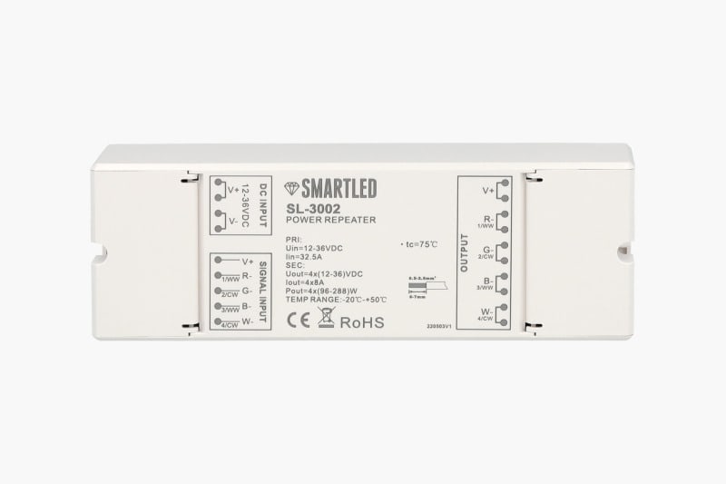 SMARTLED - SR-3002 POWER REPEATER 4X8A - zum Verstärken von PWM-Signalen