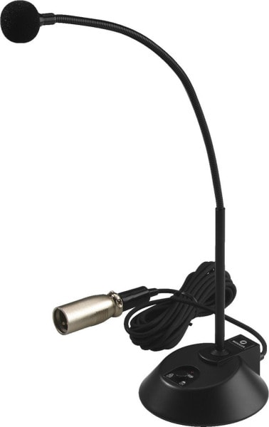 MONACOR - ELA-Tischmikrofon m.Schwanenhals 55dB 80-14000Hz 3m Kabel sw