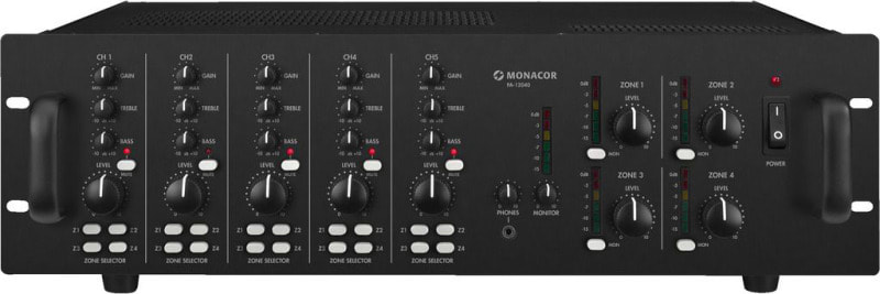 MONACOR - Matrix-Mischverstärker 19'' 100V/8/4Ohm 4x120W 4Zonen sw