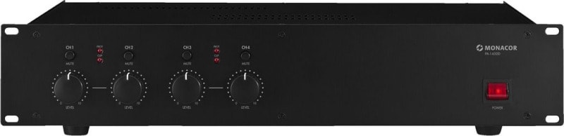 MONACOR - ELA-Verstärker 19'' 2HE 100V/16/8/4Ohm 4x50W 4Kanäle ClassD sw