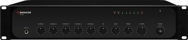 MONACOR - ELA-Mono-Mischverstärker 19'' 2HE 100V/16/8/4Ohm 240W sw