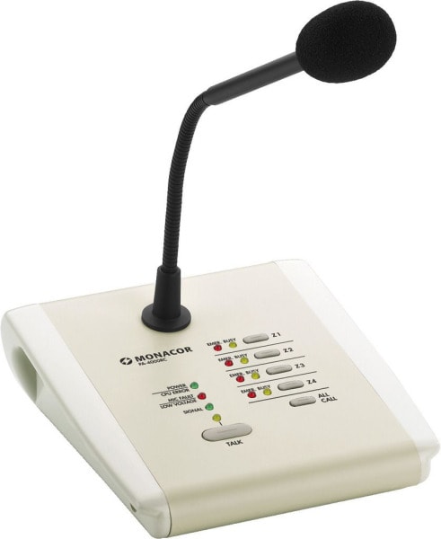 MONACOR - ELA-Kommando-Tischmikrofon 4Zonen f. PA-40120 u. PA-6040MPX
