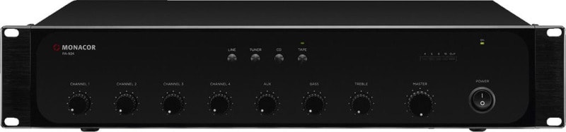 MONACOR - ELA-Mono-Mischverstärker 19'' 2HE 100V/16/8/4Ohm 240W 5Ka sw