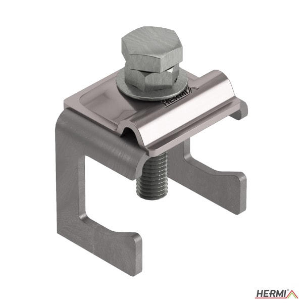 HERMI - Klemme, 50x35x45 mit Schraube M10 für Leitungen bis 40mm/<ø20 Fe Edelst.