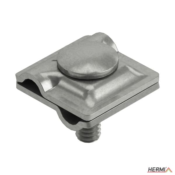 HERMI - Klemme, 2 Platten 40x40 inkl. Schraube, Mutter M10 Rundleitungen ø 8-10/ø 8-10