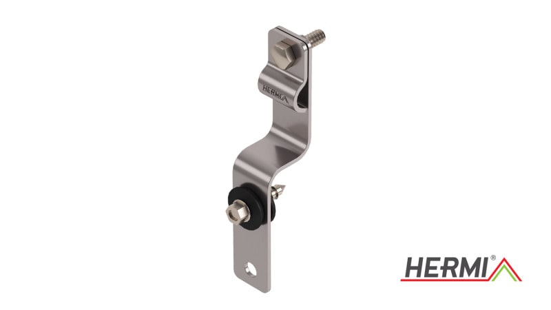 HERMI - Dachleitungshalter, Rd 8-10mm zur Befestigung auf Attikablech, Edelstahl