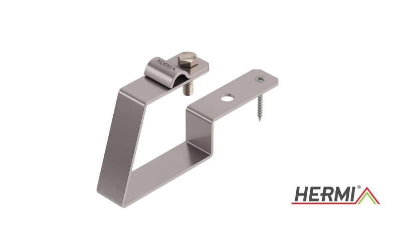 HERMI - Dachleitungshalter, Rd 8-10mm f. Metall- und Blechdächer Edelstahl