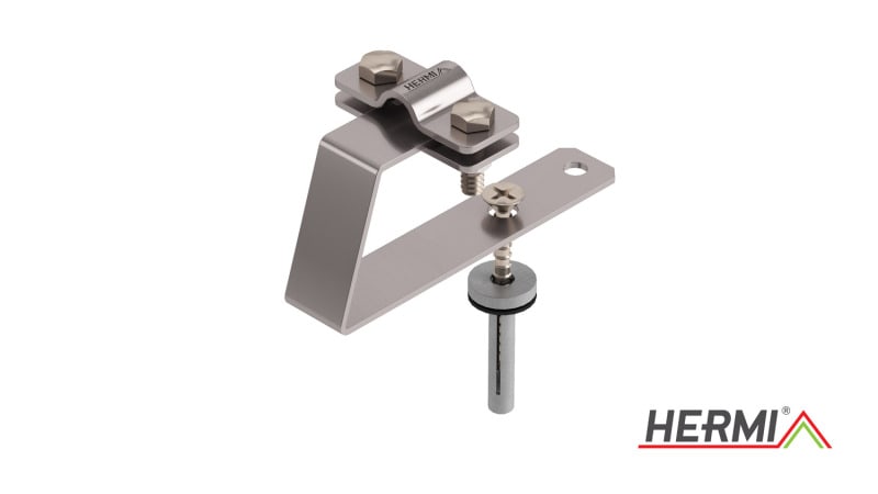 HERMI - Dachleitungshalter, Rd 8-10mm f. Metall- und Ziegeldächer Edelstahl