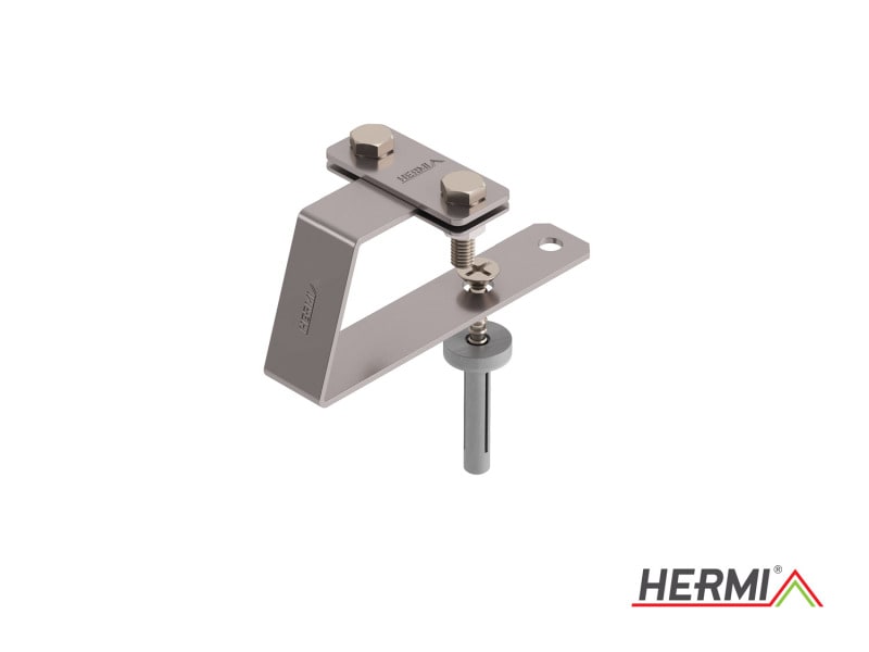 HERMI - Dachleitungshalter, flach 20x3mm für Beton- und Ziegeldächer Edelstahl