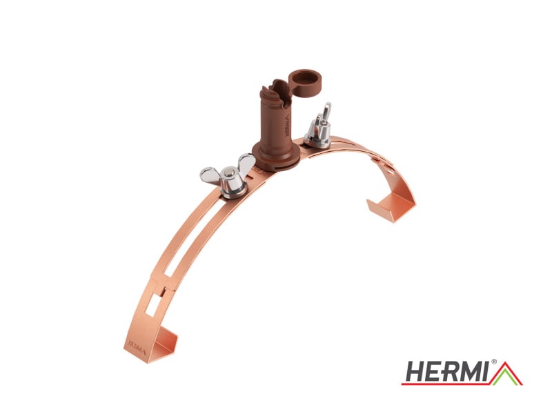 HERMI - Dachleitungshalter, Rd 8 mm universal verstellbar 270-400mm Cu ziegelrot